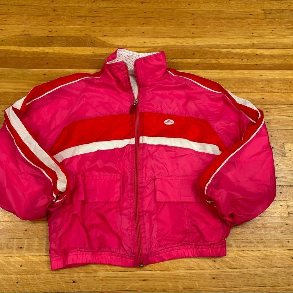 Hanes Sport Vintage pink/red/white kids windbreaker jacket
